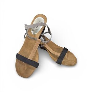 Style & Co. Women's Strappy Sandals, Tan and Black, Modern Casual 9.5